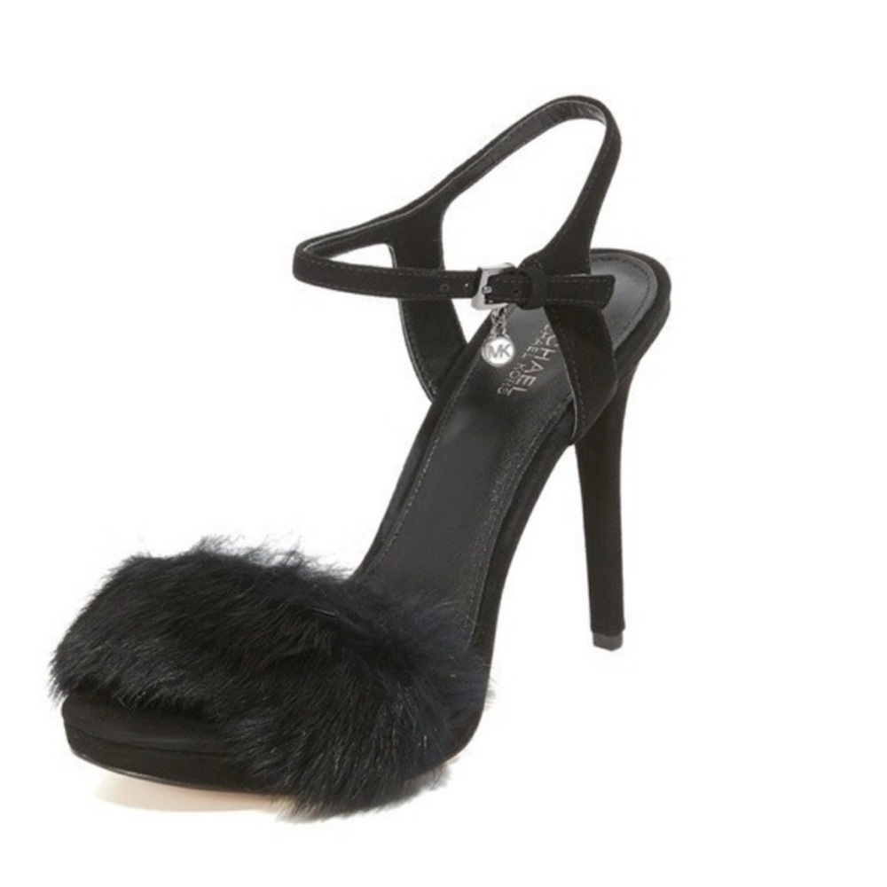 Michael Kors Black Heels with Stiletto Heel and Fur Detail Never Worn